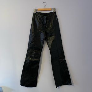 Danier Black Leather Wide Leg High Rise Trousers